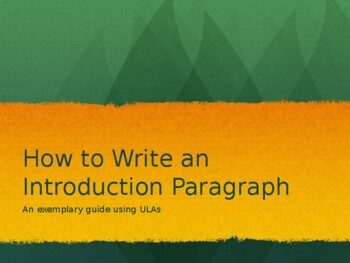 Preview of How to Teach Introduction Paragraph to ELLs using ULA