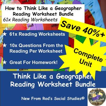 Preview of How to Think Like a Geographer Unit Reading Worksheet Bundle **Editable**