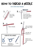 How to Thread a Needle & Tie a Knot Poster Sewing Fiber Ce