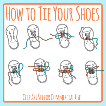 How to Tie Your Shoes Diagram / Sequence for Lacing Shoes Clip Art Set
