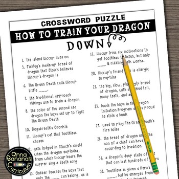 How to Train Your Dragon Crossword Puzzle FREE by Anna Banana s