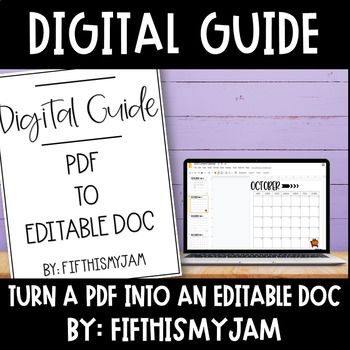 Preview of How to Turn a PDF into an Editable Document Teacher Tools