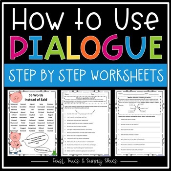Preview of How to Use Dialogue in Writing Worksheet Packet (Easy Step-by-Step Sequence)