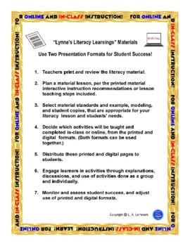 Preview of How to Use Lynne's Literacy Learnings Printed and Digital Formats