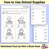 How to Use School Supplies Worksheet Pack