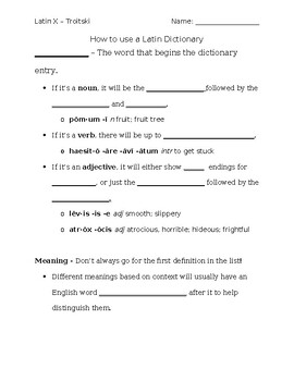 Preview of How to Use a Latin Dictionary - Handout