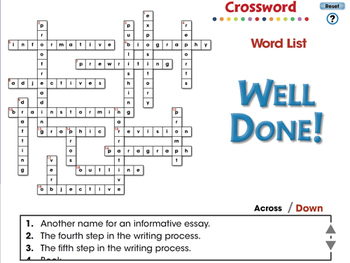 essay cue crossword
