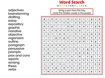 parts of an essay word search