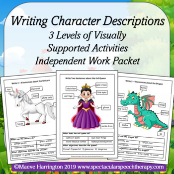 Preview of Writing Character Descriptions Independently: NO PREP Printables