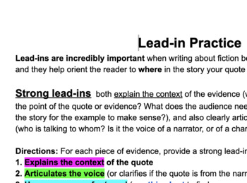 examples of a lead in an essay
