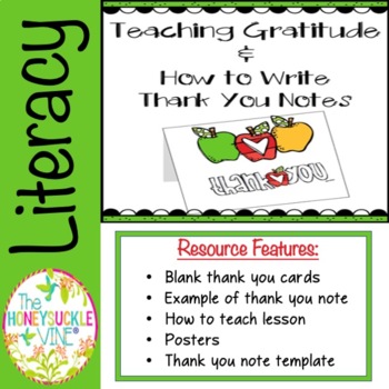 Preview of How to Write Thank You Notes Teaching Gratitude Literacy Lesson Activities