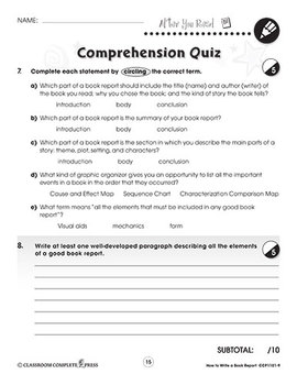 oral book report questions