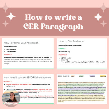 Preview of How to Write a CER Paragraph