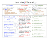 How to Write a CER Paragraph -- Handout, Sentence Frames, 