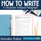 How to Write a Character Analysis Paragraph Student Planne
