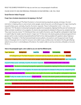 how to write a characterization paragraph