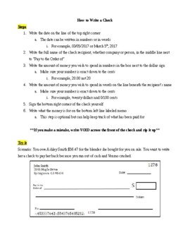 Preview of How to Write a Check Worksheet