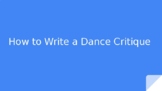 How to Write a Dance Critique