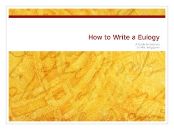 Preview of How to Write a Eulogy- For Students