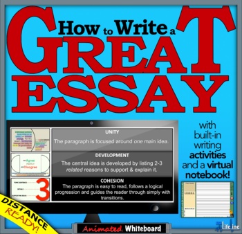 Preview of How to Write a Great Essay PowerPoint & Virtual Notebook Distance Learning
