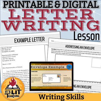 Preview of How to Write a Letter and Address an Envelope Lesson | Printable & Digital