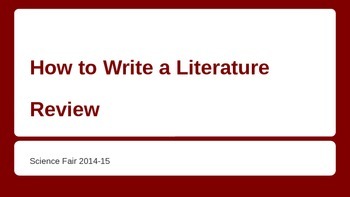 Preview of How to Write a Literature Review