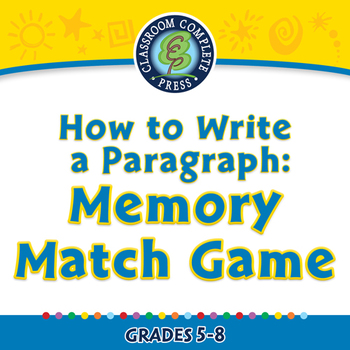 Preview of How to Write a Paragraph: Memory Match Game - NOTEBOOK Gr. 5-8