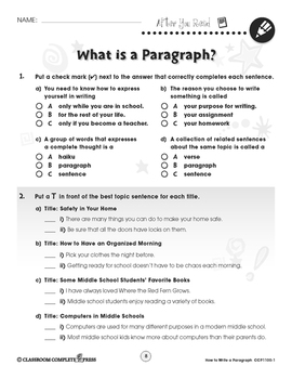 How to Write a Paragraph: What Is a Paragraph? Gr. 5-8 | TpT