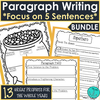 Preview of How to Write a Paragraph Writing Activities - 5 Sentences & Graphic Organizers