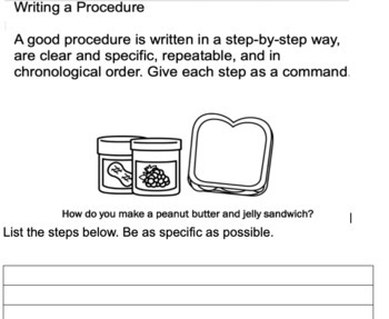 Preview of How to Write a Procedure Activity - Making a PB&J Sandwich - Digital - GoogleDoc