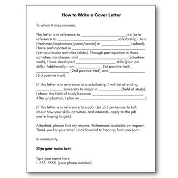 cover letters worksheet