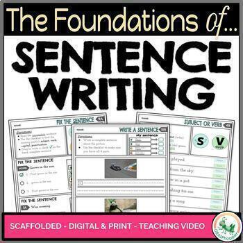 How to Write a Sentence Subject, Verb, Capital, Punctuation: DIGITAL ...