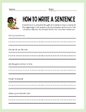 How to Write a Sentence Worksheet | Colorful & Greyscale P