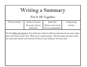 Summary Graphic Organizer (nonfiction) by Brit Lee | TpT