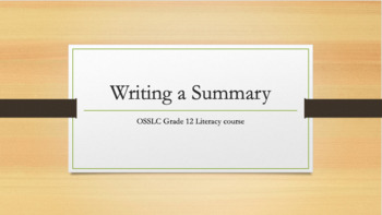 Preview of How to Write a Summary Powerpoint for Grade 12 Literacy Course