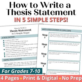 Preview of How to Write a Thesis Statement for Middle School and High School ELA Writing