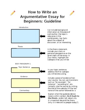Preview of How to Write an Argumentative Essay for Beginners: Guideline & Graphic Organizer