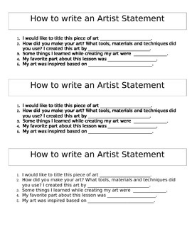 how to write an artist statement resume