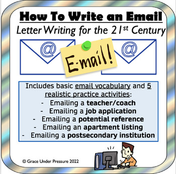 Preview of How to Write an Email: Email Etiquette & 5 Practice Worksheets (Print or EASEL)
