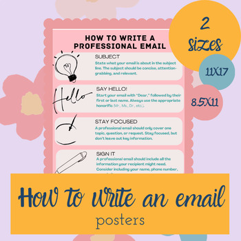 How to Write an Email Poster | 2 SIZES - 8.5x11 and 11x17 by Ms G Online