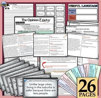 Opinion Writing Essay Graphic Organizers with Activities for Grades 8