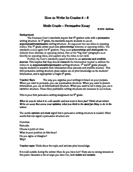 persuasive essay 6th grade example
