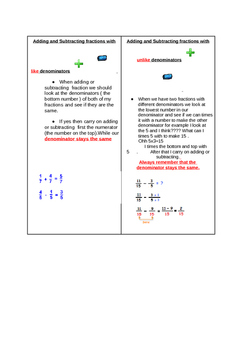 Preview of How to add,subtract,multiply and divide fractions flash card