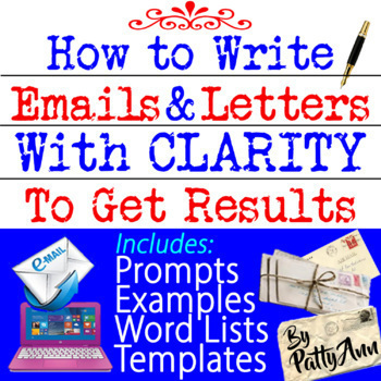 Preview of How to Format Email Letter to Get Results: Writing Prompts, Word Lists Templates