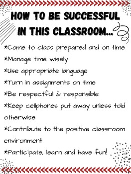Preview of How to be Successful in this Classroom!