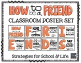 How to be a FRIEND!  Poster Set with Strategies  (Orange Tint)