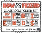 How to be a FRIEND!  Poster Set with Strategies  (Red Tint)