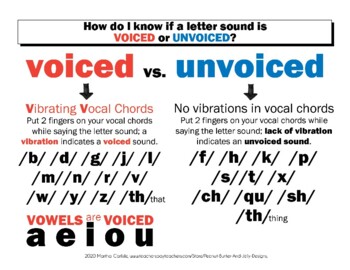 Preview of DYSLEXIA RESOURCES: VOICED and UNVOICED letter sounds Mini Poster, PDF