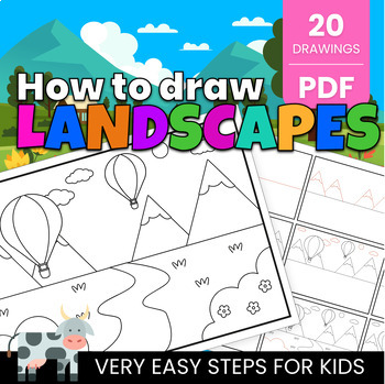 Preview of How to draw Landscapes - 20 Easy steps for kids - Drawing tutorials