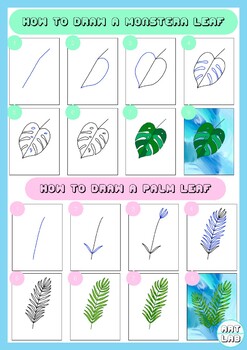 How To Draw Tropical Leaves Palm Banana Leaf And Monstera By Hello Art Lab